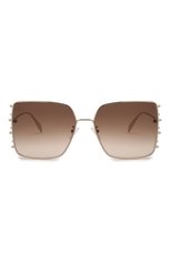 Женские солнцезащитные очки ALEXANDER MCQUEEN коричневого цвета, арт. AM0309S 002 | Фото 3 (Тип очков: С/з; Материал: Металл; Очки форма: Квадратные; Оптика Гендер: оптика-женское)