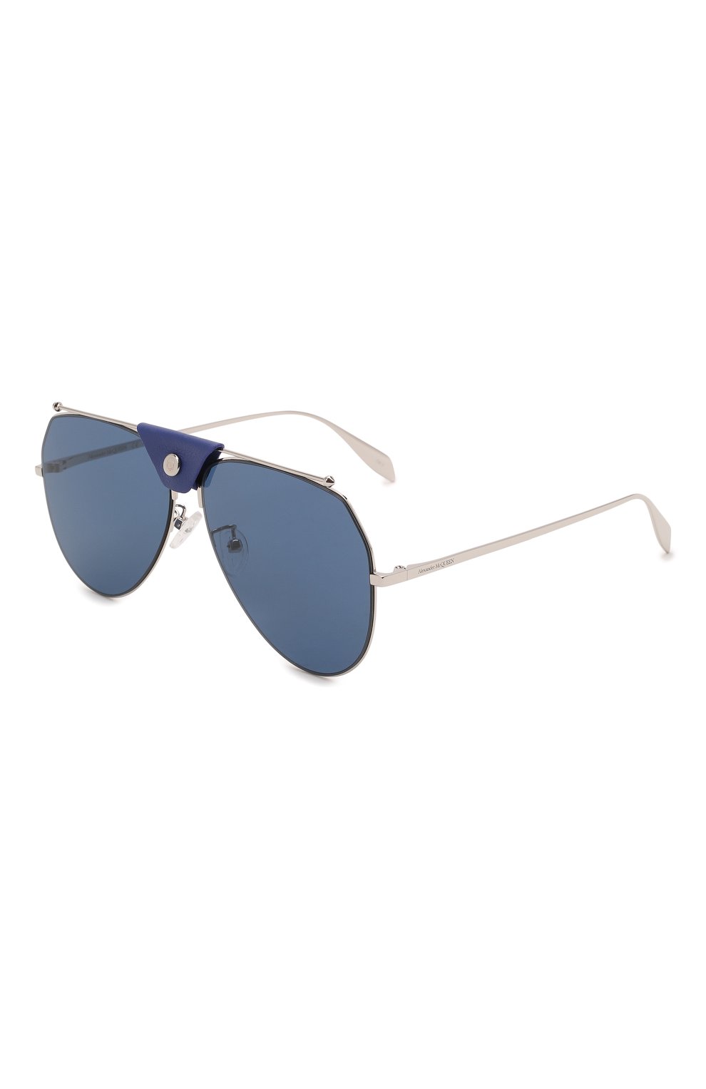 Женские солнцезащитные очки ALEXANDER MCQUEEN синего цвета, арт. AM0316S 004 | Фото 1 (Кросс-КТ: С/з-унисекс; Тип очков: С/з; Материал: Металл; Очки форма: Авиаторы; Оптика Гендер: оптика-унисекс)