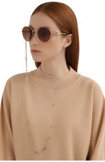 Женские солнцезащитные очки VALENTINO коричневого цвета, арт. 2043-300313 | Фото 6 (Тип очков: С/з; Материал: Металл; Оптика Гендер: оптика-женское; Очки форма: Круглые)