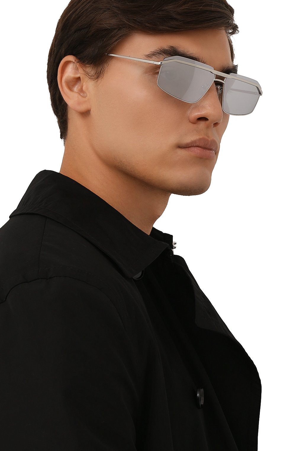 Мужские солнцезащитные очки BALENCIAGA серебряного цвета, арт. BB0139S 003 | Фото 2 (Кросс-КТ: С/з-мужское; Тип очков: С/з; Оптика Гендер: оптика-мужское)