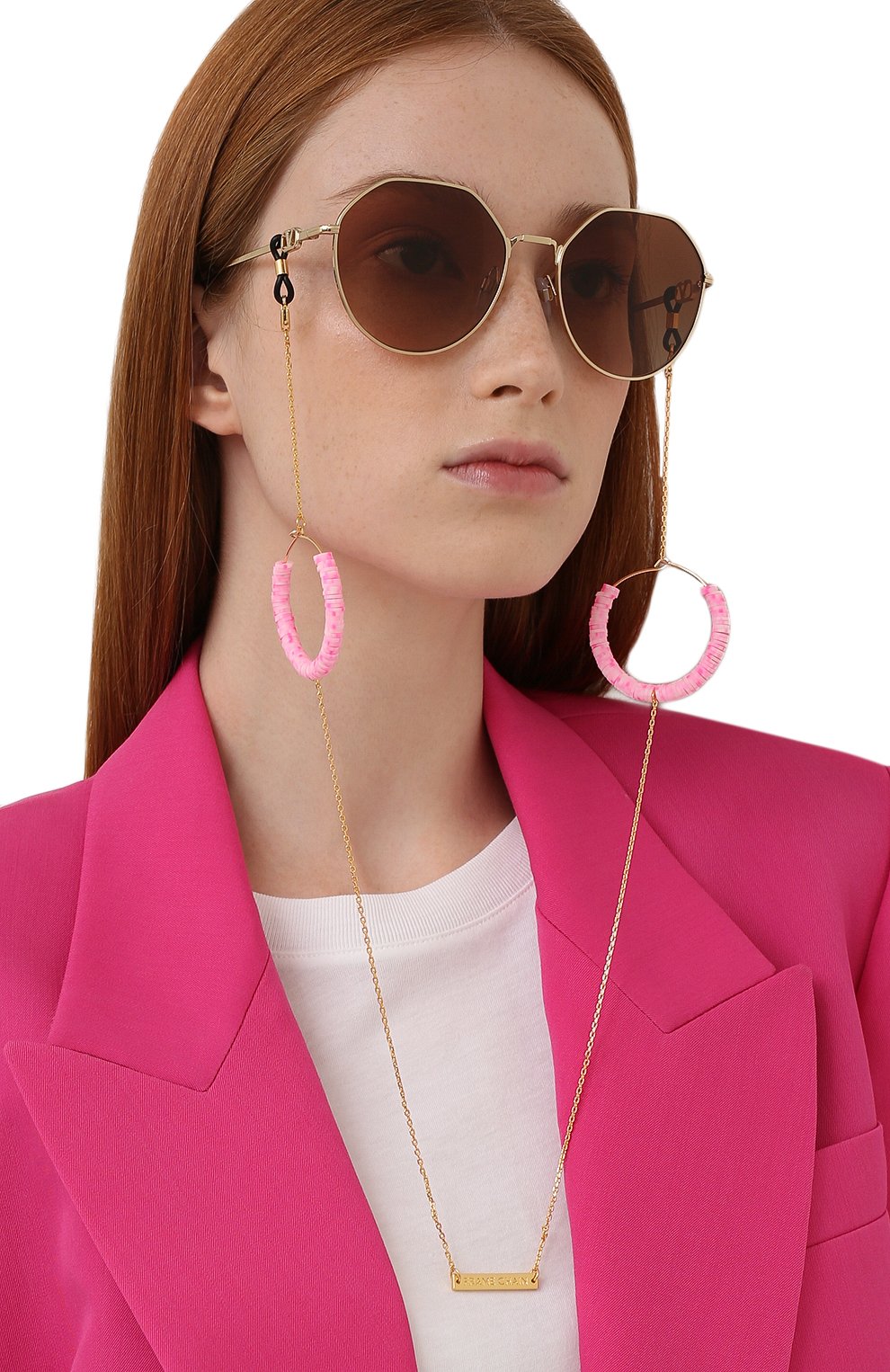 Женские цепочка для очков FRAME CHAIN розового цвета по цене 12700 руб., арт. CANDY P0P BABY PINK IN YELL0W G0LD | Фото 2 Женские цепочка для очков FRAME CHAIN розового цвета, арт. CANDY P0P BABY PINK IN YELL0W G0LD | Фото 2 (Тип очков: Цепочка; Оптика Гендер: оптика-женское)