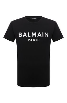 Мужская хлопковая футболка BALMAIN черного цвета, арт. WH0EF000/B151 | Фото 1 (Материал внешний: Хлопок; Принт: С принтом; Рукава: Короткие; Стили: Панк; Длина (для топов): Стандартные)