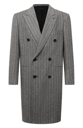 Мужской шерстяное пальто BRIONI серого цвета, арт. R0QY0L/01A2H | Фото 1 (Рукава: Длинные; Материал внешний: Шерсть; Материал подклада: Купро; Длина (верхняя одежда): До колена; Мужское Кросс-КТ: пальто-верхняя одежда; Стили: Классический)