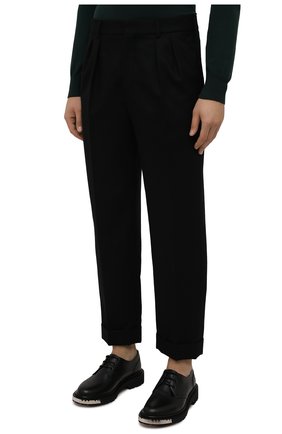 Мужские шерстяные брюки SAINT LAURENT черного цвета, арт. 653846/Y1D08 | Фото 3 (Материал внешний: Шерсть; Длина (брюки, джинсы): Стандартные; Случай: Повседневный; Стили: Минимализм; Материал подклада: Шелк)