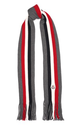 Мужской шерстяной шарф MONCLER темно-серого цвета по цене 20200 руб., арт. G2-091-3C000-07-A9575 | Фото 1 Мужской шерстяной шарф MONCLER темно-серого цвета, арт. G2-091-3C000-07-A9575 | Фото 1 (Материал: Шерсть, Текстиль; Кросс-КТ: шерсть; Аксессуары: Аксессуары)