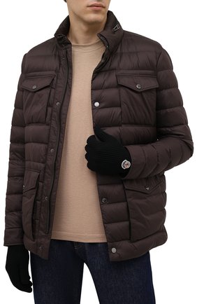 Мужские шерстяные перчатки MONCLER черного цвета по цене 16900 руб., арт. G2-091-3A000-03-A9342 | Фото 2 Мужские шерстяные перчатки MONCLER черного цвета, арт. G2-091-3A000-03-A9342 | Фото 2 (Материал: Шерсть; Кросс-КТ: Трикотаж)