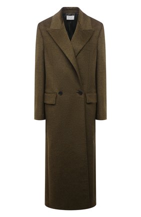 Женское шерстяное пальто THE ROW хаки цвета, арт. 5874W2100 | Фото 1 (Материал внешний: Шерсть; Рукава: Длинные; Длина (верхняя одежда): Длинные; 1-2-бортные: Двубортные; Материал подклада: Купро; Стили: Кэжуэл)