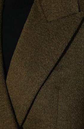 Женское шерстяное пальто THE ROW хаки цвета, арт. 5874W2100 | Фото 5 (Материал внешний: Шерсть; Рукава: Длинные; Длина (верхняя одежда): Длинные; 1-2-бортные: Двубортные; Материал подклада: Купро; Стили: Кэжуэл)