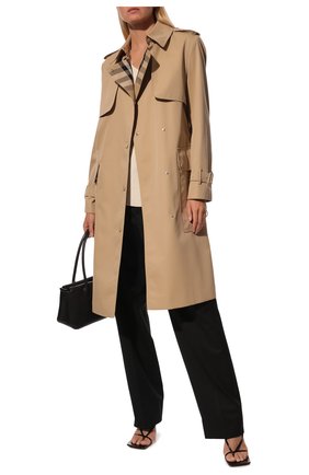 Женский хлопковый тренч sandridge BURBERRY бежевого цвета по цене 199000 руб., арт. 8043207 | Фото 2 Женский хлопковый тренч sandridge BURBERRY бежевого цвета, арт. 8043207 | Фото 2 (Материал подклада: Хлопок; Рукава: Длинные; Материал внешний: Хлопок; Длина (верхняя одежда): До колена; Стили: Кэжуэл)