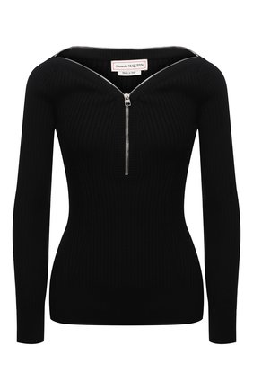 Женский шерстяной пуловер ALEXANDER MCQUEEN черного цвета по цене 85050 руб., арт. 679416/Q1AXF | Фото 1 Женский шерстяной пуловер ALEXANDER MCQUEEN черного цвета, арт. 679416/Q1AXF | Фото 1 (Материал внешний: Шерсть; Рукава: Длинные; Длина (для топов): Стандартные; Стили: Гламурный; Женское Кросс-КТ: Пуловер-одежда)