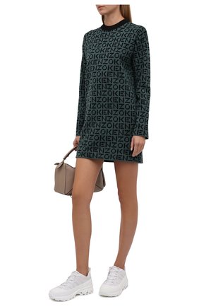 Женское платье KENZO хаки цвета по цене 29750 руб., арт. FB62R06363SC | Фото 2 Женское платье KENZO хаки цвета, арт. FB62R06363SC | Фото 2 (Рукава: Длинные; Материал внешний: Хлопок, Синтетический материал; Длина Ж (юбки, платья, шорты): Мини; Стили: Кэжуэл; Случай: Повседневный; Женское Кросс-КТ: Платье-одежда)