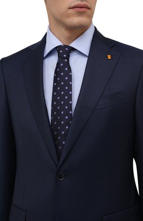 Мужской шелковый галстук LUIGI BORRELLI синего цвета, арт. CR361176 | Фото 2 (Материал: Шелк, Текстиль; Принт: С принтом)