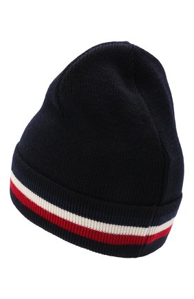 Мужская шерстяная шапка MONCLER темно-синего цвета по цене 15800 руб., арт. G2-091-3B000-28-A9575 | Фото 2 Мужская шерстяная шапка MONCLER темно-синего цвета, арт. G2-091-3B000-28-A9575 | Фото 2 (Материал: Шерсть; Кросс-КТ: Трикотаж)
