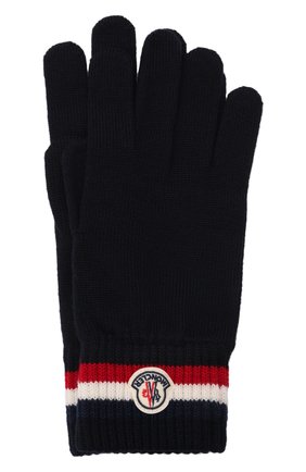 Мужские шерстяные перчатки MONCLER темно-синего цвета по цене 16900 руб., арт. G2-091-3A000-04-A9575 | Фото 1 Мужские шерстяные перчатки MONCLER темно-синего цвета, арт. G2-091-3A000-04-A9575 | Фото 1 (Материал: Шерсть; Кросс-КТ: Трикотаж)