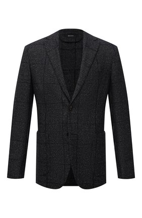 Мужской пиджак из шерсти и шелка Z ZEGNA темно-серого цвета по цене 89950 руб., арт. 254745/1D7SG0 | Фото 1 Мужской пиджак из шерсти и шелка Z ZEGNA темно-серого цвета, арт. 254745/1D7SG0 | Фото 1 (Длина (для топов): Стандартные; Материал внешний: Шелк, Шерсть; Рукава: Длинные; 1-2-бортные: Однобортные; Случай: Повседневный; Стили: Кэжуэл; Пиджаки М: Приталенный)