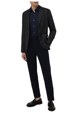 Мужские хлопковые брюки ERMENEGILDO ZEGNA темно-синего цвета по цене 41600 руб., арт. UVI14/TP24 | Фото 2 Мужские хлопковые брюки ERMENEGILDO ZEGNA темно-синего цвета, арт. UVI14/TP24 | Фото 2 (Материал внешний: Хлопок; Случай: Формальный; Стили: Классический; Длина (брюки, джинсы): Стандартные)