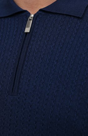 Мужское поло из шерсти и шелка ANDREA CAMPAGNA синего цвета, арт. WU01-212-F200 | Фото 5 (Материал внешний: Шерсть; Застежка: Молния; Рукава: Длинные; Длина (для топов): Стандартные; Кросс-КТ: Трикотаж; Стили: Кэжуэл)