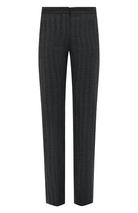 Женские шерстяные брюки ALEXANDER MCQUEEN серого цвета, арт. 639932/QJACG | Фото 1 (Материал подклада: Купро; Материал внешний: Шерсть; Длина (брюки, джинсы): Удлиненные; Стили: Гламурный; Женское Кросс-КТ: Брюки-одежда; Силуэт Ж (брюки и джинсы): Прямые)