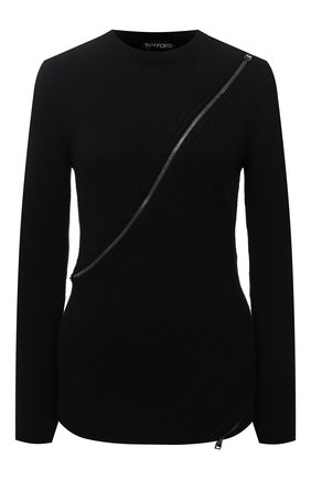 Женский пуловер из кашемира и хлопка TOM FORD черного цвета по цене 153500 руб., арт. MAK1057-YAX301 | Фото 1 Женский пуловер из кашемира и хлопка TOM FORD черного цвета, арт. MAK1057-YAX301 | Фото 1 (Длина (для топов): Стандартные; Материал внешний: Хлопок, Шерсть, Кашемир; Рукава: Длинные; Стили: Гламурный)