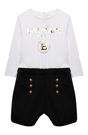 Детский хлопковый комбинезон BALMAIN черно-белого цвета по цене 37300 руб., арт. 6P1970 | Фото 1 Детский хлопковый комбинезон BALMAIN черно-белого цвета, арт. 6P1970 | Фото 1 (Рукава: Длинные; Материал внешний: Хлопок; Ростовка одежда: 12 мес | 80 см, 18 мес | 86 см, 24 мес | 92 см, 36 мес | 98 см)
