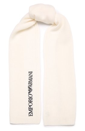 Детский шарф EMPORIO ARMANI белого цвета, арт. 394616/1A496 | Фото 1 (Материал: Шерсть, Синтетический материал, Текстиль, Вискоза)