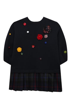 Детское платье из хлопка и шерсти DOLCE & GABBANA темно-синего цвета по цене 49950 руб., арт. L5JD3A/G7AYK/8-14 | Фото 1 Детское платье из хлопка и шерсти DOLCE & GABBANA темно-синего цвета, арт. L5JD3A/G7AYK/8-14 | Фото 1 (Рукава: Длинные; Материал внешний: Хлопок; Девочки Кросс-КТ: Платье-одежда; Случай: Повседневный; Ростовка одежда: 10 - 11 лет | 140 - 146см, 12 лет | 152 см, 8 лет | 128 см)