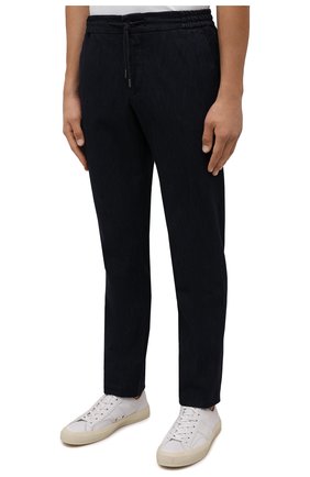 Мужские брюки ANDREA CAMPAGNA темно-синего цвета, арт. SPIAGGIA/PU0225X | Фото 3 (Длина (брюки, джинсы): Стандартные; Случай: Повседневный; Материал внешний: Хлопок; Стили: Кэжуэл)