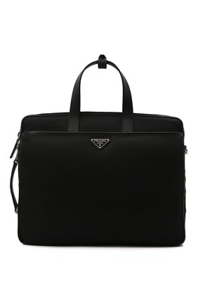 Мужская сумка для ноутбука PRADA черного цвета, арт. 2VE015-2DMH-F0002-OOO | Фото 1 (Материал: Текстиль; Ремень/цепочка: На ремешке; Размер: large)