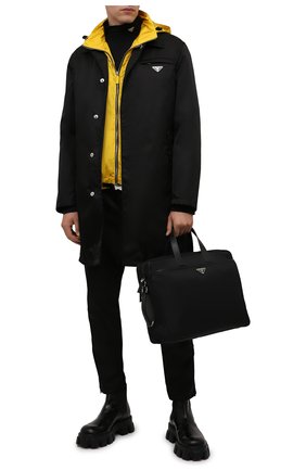 Мужская сумка для ноутбука PRADA черного цвета, арт. 2VE015-2DMH-F0002-OOO | Фото 2 (Материал: Текстиль; Ремень/цепочка: На ремешке; Размер: large)