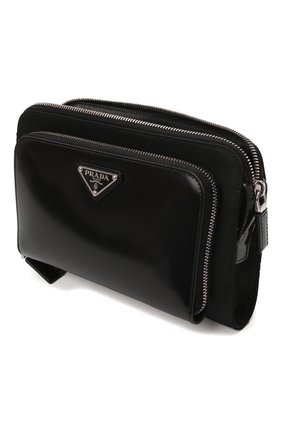 Мужская сумка PRADA черного цвета по цене 170000 руб., арт. 2VH130-789-F0002-OOO | Фото 4 Мужская сумка PRADA черного цвета, арт. 2VH130-789-F0002-OOO | Фото 4 (Ремень/цепочка: На ремешке; Материал: Текстиль; Размер: small)