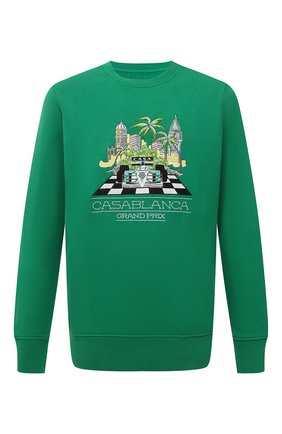 Мужской хлопковый свитшот CASABLANCA зеленого цвета по цене 49950 руб., арт. MF21-JTP-001 GREEN-FINISH LINE | Фото 1 Мужской хлопковый свитшот CASABLANCA зеленого цвета, арт. MF21-JTP-001 GREEN-FINISH LINE | Фото 1 (Длина (для топов): Стандартные; Материал внешний: Хлопок; Рукава: Длинные; Мужское Кросс-КТ: свитшот-одежда; Принт: С принтом; Стили: Спорт-шик)