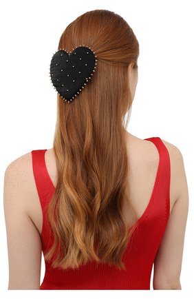 Женская заколка для волос PANFIL черного цвета, арт. Бант 0-Hrt-G | Фото 2 (Материал: Текстиль, Шелк)