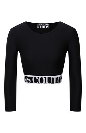 Женский топ VERSACE JEANS COUTURE черного цвета по цене 11250 руб., арт. 71HAH218-71DP218 SHINY LYCRA SUMATRA/N0008 | Фото 1 Женский топ VERSACE JEANS COUTURE черного цвета, арт. 71HAH218-71DP218 SHINY LYCRA SUMATRA/N0008 | Фото 1 (Рукава: 3/4; Материал внешний: Синтетический материал; Длина (для топов): Укороченные; Женское Кросс-КТ: Топ-спорт; Стили: Спорт-шик)