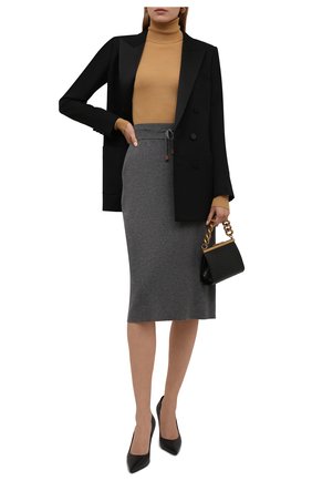 Женская юбка из кашемира и хлопка BURBERRY темно-серого цвета по цене 65900 руб., арт. 8045019 | Фото 2 Женская юбка из кашемира и хлопка BURBERRY темно-серого цвета, арт. 8045019 | Фото 2 (Длина Ж (юбки, платья, шорты): Миди; Материал внешний: Шерсть, Хлопок, Кашемир; Женское Кросс-КТ: Юбка-одежда; Кросс-КТ: Трикотаж; Стили: Кэжуэл)