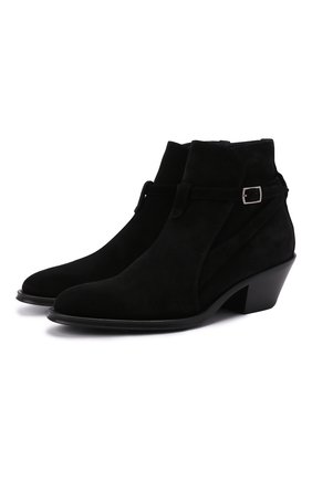 Женские замшевые ботинки SAINT LAURENT черного цвета по цене 86800 руб., арт. 670251/1NZ00 | Фото 1 Женские замшевые ботинки SAINT LAURENT черного цвета, арт. 670251/1NZ00 | Фото 1 (Материал внутренний: Натуральная кожа; Каблук высота: Низкий; Подошва: Плоская; Женское Кросс-КТ: Казаки-ботинки; Материал внешний: Кожа, Замша)
