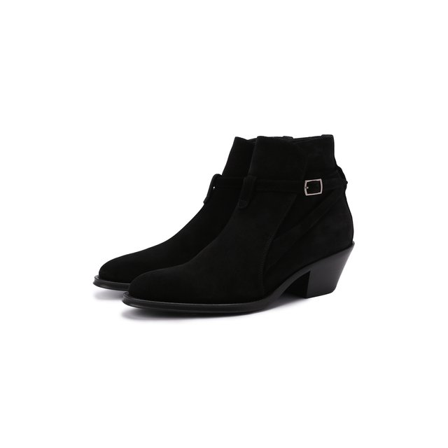 Замшевые ботинки Saint Laurent черного цвета