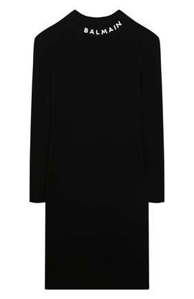 Детское шерстяное платье BALMAIN черного цвета, арт. 6P1270 | Фото 1 (Материал внешний: Шерсть; Рукава: Длинные; Ростовка одежда: 10 - 11 лет | 140 - 146см, 13 - 15 лет | 158 см, 16 лет | 164 см, 8 лет | 128 см)