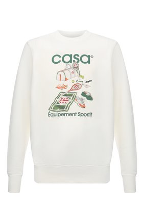 Мужской хлопковый свитшот CASABLANCA белого цвета по цене 31050 руб., арт. MF21-JTP-001 0FF WHITE-EQUIPEMENT | Фото 1 Мужской хлопковый свитшот CASABLANCA белого цвета, арт. MF21-JTP-001 0FF WHITE-EQUIPEMENT | Фото 1 (Материал внешний: Хлопок; Рукава: Длинные; Длина (для топов): Стандартные; Мужское Кросс-КТ: свитшот-одежда; Принт: С принтом; Стили: Спорт-шик)