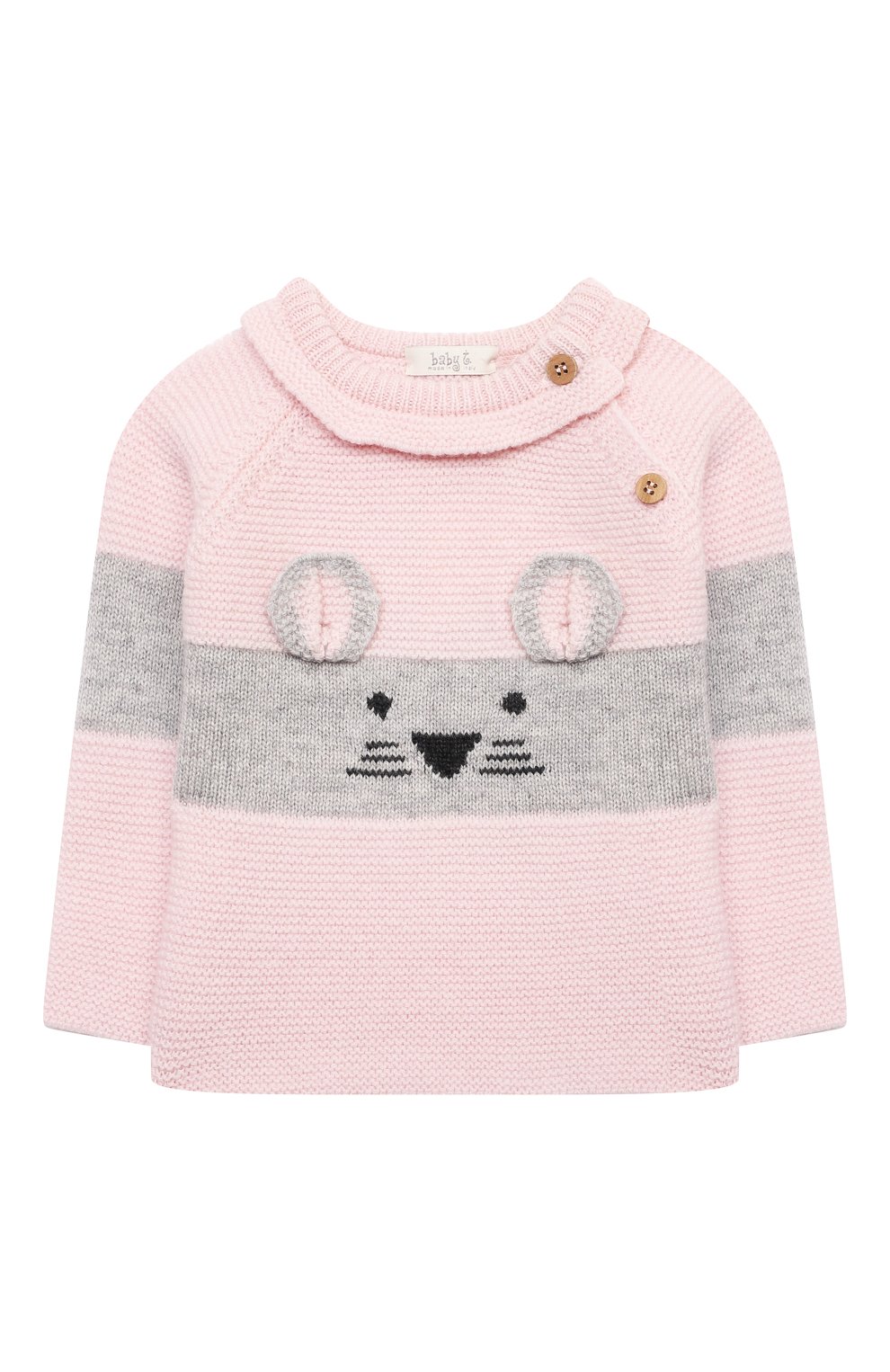 Детский комплект из пуловера и брюк BABY T розового цвета, арт. 21AI150C/18M-3A | Фото 2 (Кросс-КТ НВ: Костюм; Материал внешний: Шерсть; Рукава: Длинные)