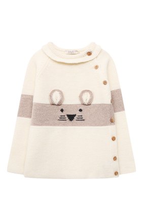 Детский комплект из пуловера и брюк BABY T белого цвета, арт. 21AI150C/18M-3A | Фото 2 (Материал внешний: Шерсть; Рукава: Длинные; Кросс-КТ НВ: Костюм)