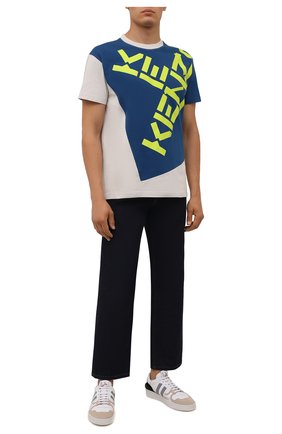 Мужская хлопковая футболка kenzo sport KENZO синего цвета по цене 12900 руб., арт. FB65TS0314SK | Фото 2 Мужская хлопковая футболка kenzo sport KENZO синего цвета, арт. FB65TS0314SK | Фото 2 (Материал внешний: Хлопок; Принт: С принтом; Рукава: Короткие; Стили: Спорт-шик; Длина (для топов): Стандартные)