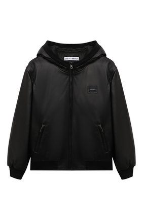 Детского кожаная куртка DOLCE & GABBANA черного цвета по цене 115000 руб., арт. L42B25/G7A6B/8-14 | Фото 1 Детского кожаная куртка DOLCE & GABBANA черного цвета, арт. L42B25/G7A6B/8-14 | Фото 1 (Рукава: Длинные; Материал подклада: Вискоза; Кросс-КТ: Сезон: демисезон)