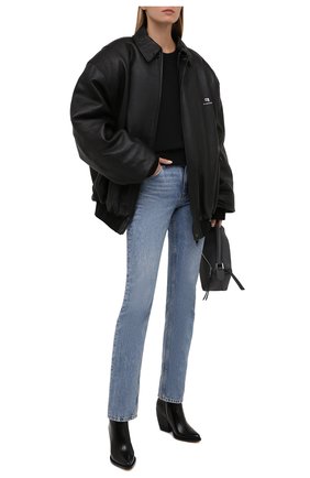 Женская кожаная куртка BALENCIAGA черного цвета по цене 283000 руб., арт. 674318/TLS01 | Фото 2 Женская кожаная куртка BALENCIAGA черного цвета, арт. 674318/TLS01 | Фото 2 (Рукава: Длинные; Длина (верхняя одежда): До середины бедра; Материал подклада: Купро; Кросс-КТ: Куртка; Женское Кросс-КТ: Замша и кожа)