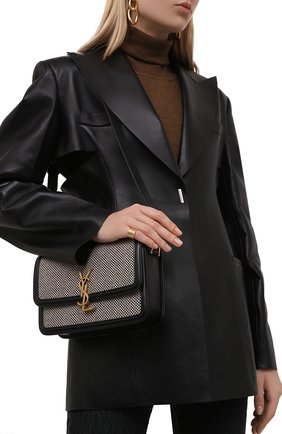 Женская сумка solferino ysl lock SAINT LAURENT черно-белого цвета по цене 183000 руб., арт. 634305/25E1W | Фото 2 Женская сумка solferino ysl lock SAINT LAURENT черно-белого цвета, арт. 634305/25E1W | Фото 2 (Размер: small; Материал: Текстиль; Сумки-технические: Сумки через плечо)