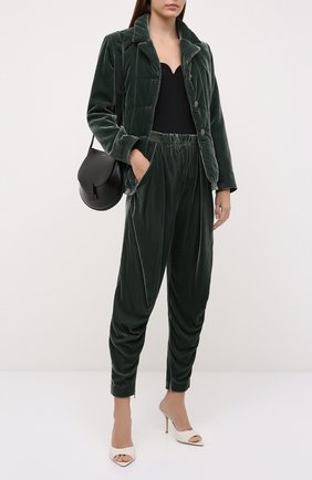 Женские брюки из вискозы и шелка GIORGIO ARMANI зеленого цвета по цене 212500 руб., арт. 1WHPP0IQ/T01FD | Фото 2 Женские брюки из вискозы и шелка GIORGIO ARMANI зеленого цвета, арт. 1WHPP0IQ/T01FD | Фото 2 (Материал внешний: Вискоза; Длина (брюки, джинсы): Стандартные; Стили: Кэжуэл; Женское Кросс-КТ: Брюки-одежда; Силуэт Ж (брюки и джинсы): Джоггеры)