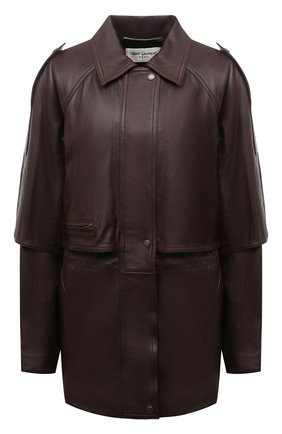Женская кожаная куртка SAINT LAURENT темно-коричневого цвета по цене 592500 руб., арт. 660575/YCGD2 | Фото 1