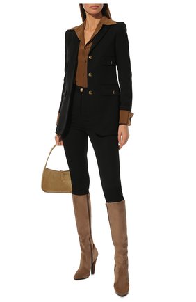 Женские замшевые сапоги SAINT LAURENT коричневого цвета по цене 121500 руб., арт. 670714/27D00 | Фото 2 Женские замшевые сапоги SAINT LAURENT коричневого цвета, арт. 670714/27D00 | Фото 2 (Материал внутренний: Натуральная кожа; Высота голенища: Высокие, Средние; Подошва: Плоская; Каблук высота: Высокий; Материал внешний: Замша; Каблук тип: Устойчивый)
