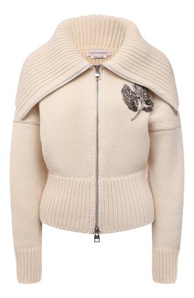 Женский кардиган из шерсти и кашемира ALEXANDER MCQUEEN кремвого цвета по цене 231500 руб., арт. 679395/Q1AWS | Фото 1 Женский кардиган из шерсти и кашемира ALEXANDER MCQUEEN кремвого цвета, арт. 679395/Q1AWS | Фото 1 (Материал внешний: Шерсть; Рукава: Длинные; Длина (для топов): Стандартные; Стили: Гламурный; Женское Кросс-КТ: Кардиган-одежда)