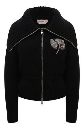 Женский кардиган из шерсти и кашемира ALEXANDER MCQUEEN черного цвета по цене 180500 руб., арт. 679395/Q1AWS | Фото 1 Женский кардиган из шерсти и кашемира ALEXANDER MCQUEEN черного цвета, арт. 679395/Q1AWS | Фото 1 (Материал внешний: Шерсть; Длина (для топов): Стандартные; Рукава: Длинные; Стили: Гламурный; Женское Кросс-КТ: Кардиган-одежда)