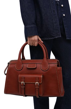 Женская сумка edith medium CHLOÉ коричневого цвета, арт. CHC21WS450F43 | Фото 2 (Материал: Натуральная кожа; Ремень/цепочка: На ремешке; Размер: medium; Сумки-технические: Сумки top-handle)